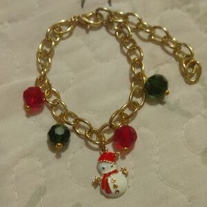 Charming Holiday Bracelet with Snowman and Beads